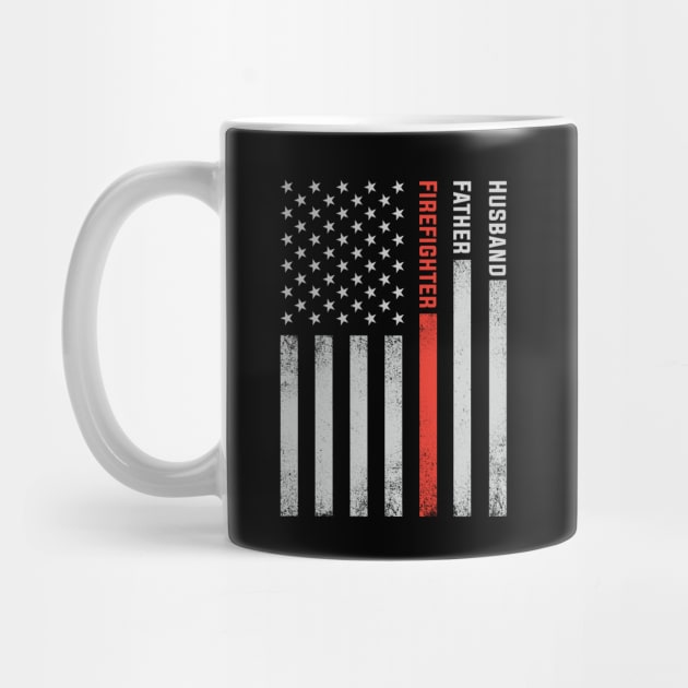 Firefighter Dad Thin Red Line American Flag Firefighter Fathers Day by mrsmitful01